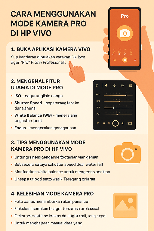 Ilustrasi cara menggunakan mode kamera Pro di HP Vivo dengan pengaturan manual