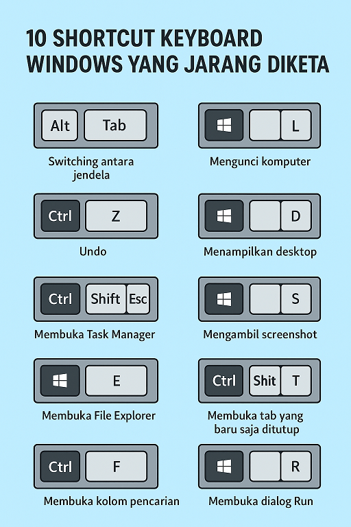 Shortcut keyboard Windows yang jarang diketahui pengguna
