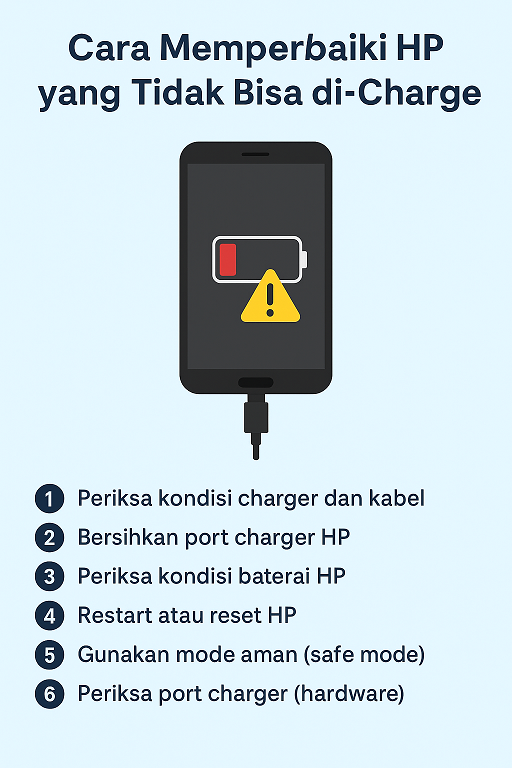 Cara memperbaiki HP yang tidak bisa di-charge