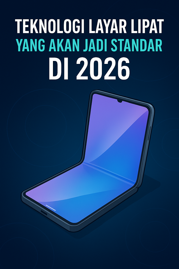 Ilustrasi teknologi layar lipat modern yang diprediksi jadi standar smartphone di 2026.