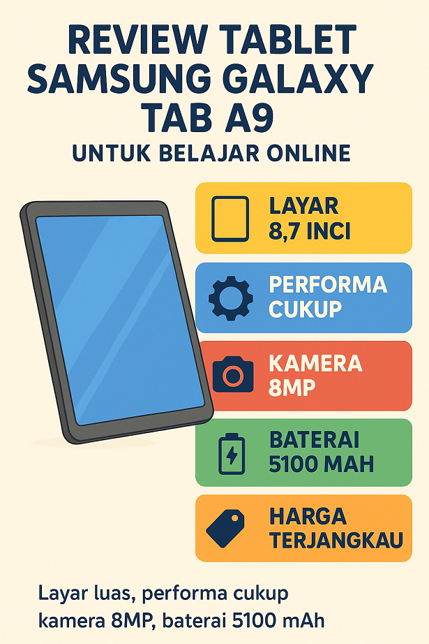 Infografis Review Samsung Galaxy Tab A9 untuk Belajar Online