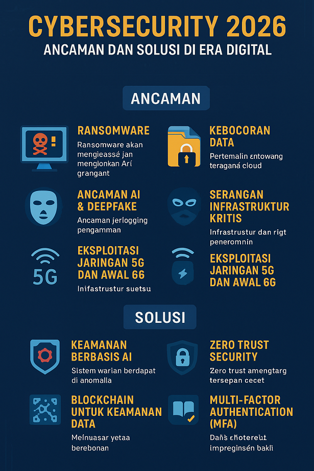 Infografis Cybersecurity 2026: Ancaman dan Solusi di Era Digital