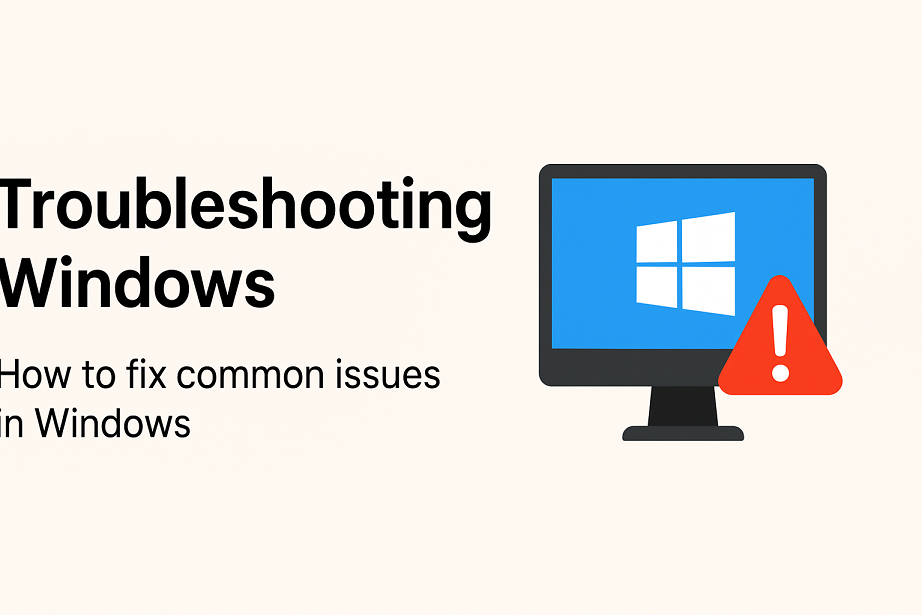 Infografis panduan troubleshooting Windows berisi langkah mengatasi masalah umum di PC dan laptop.