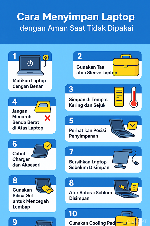 cara menyimpan laptop dengan aman saat tidak dipakai