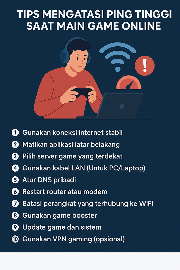 tips mengatasi ping tinggi saat main game online