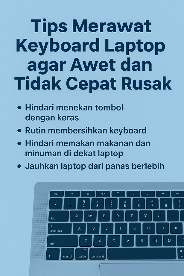 Infografis tips merawat keyboard laptop agar tidak cepat rusak dan tetap nyaman digunakan