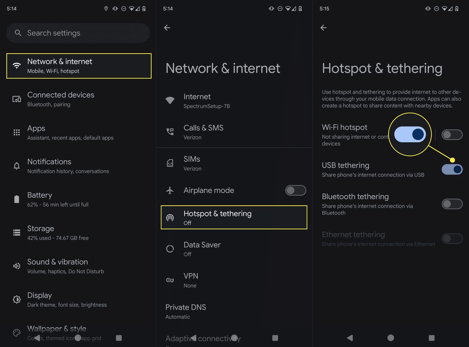 Pengaturan USB Tethering di Windows