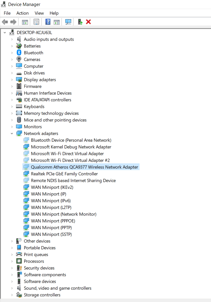 Device Manager untuk Update Driver WiFi