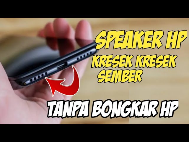 Gambar utama menunjukkan speaker HP yang bermasalah dengan suara kemresek