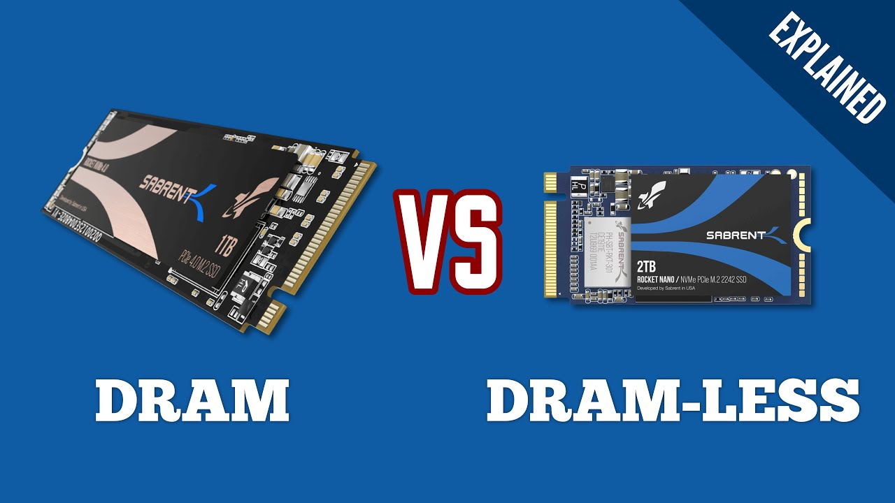 Perbandingan fisik antara SSD dengan chip DRAM cache dan SSD DRAM-less untuk pemilihan SSD Terbaik 2026